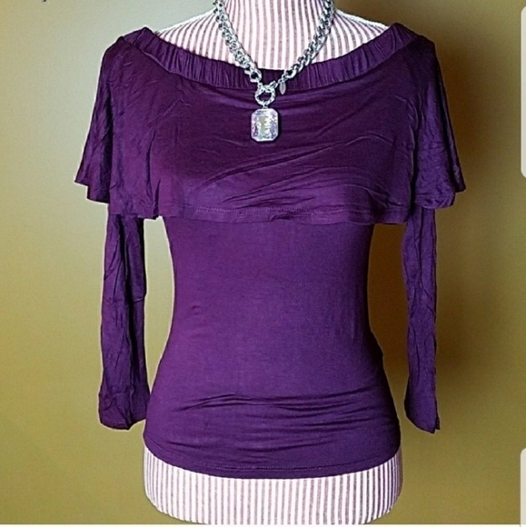 Purple Off the Shoulder Ruffle Top - Picture 2 of 3